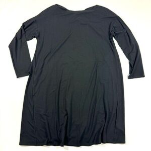 Eileen Fisher Twist Back Jersey Dress Black Long Sleeve Pockets